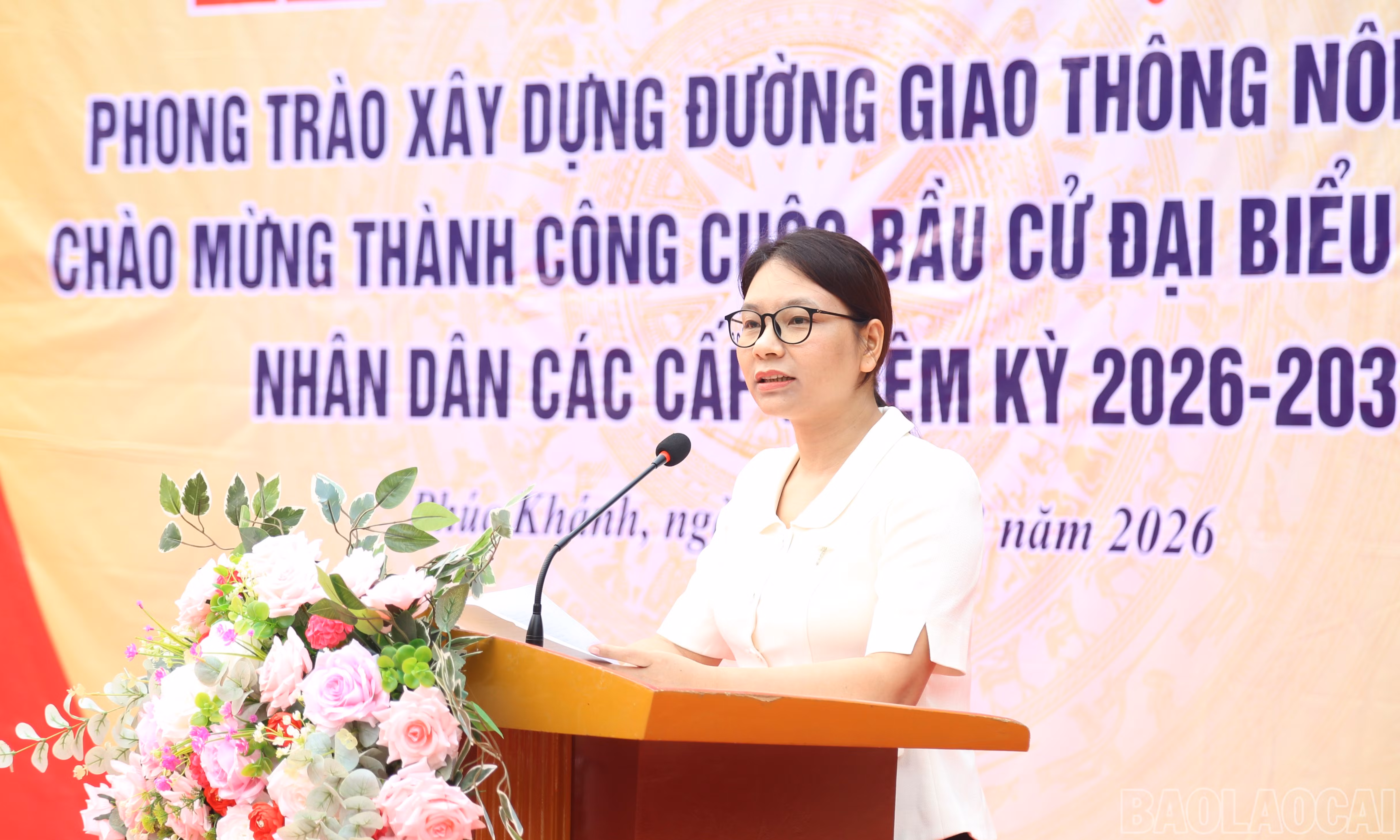 Chủ tịch UBND xã Phúc Khánh - Trịnh Thị Duyên phát động phong trào xây dựng đường giao thông nông thôn năm 2026.