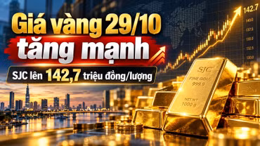 Giá vàng hôm nay 29/10: SJC tăng mạnh dù vàng thế giới lùi nhẹ