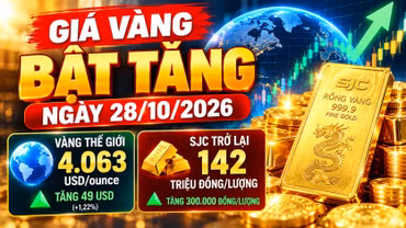 Giá vàng hôm nay 28/10: Vàng thế giới phục hồi mạnh, SJC tăng nhẹ