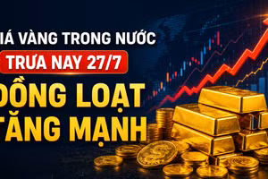 Giá vàng trong nước trưa nay 27/7: Đồng loạt tăng mạnh