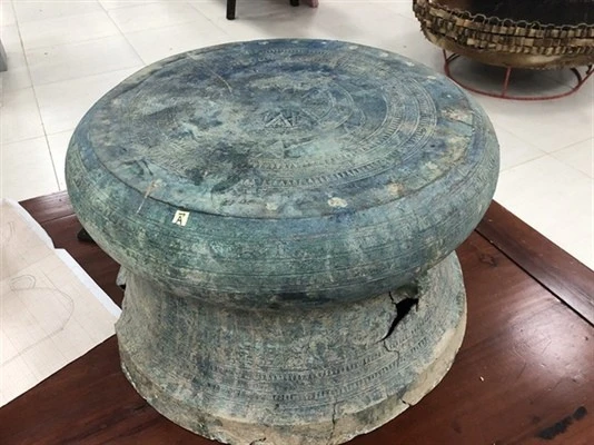 Trống đồng Gia Phú. (Ảnh Bảo tàng tỉnh Lào Cai).