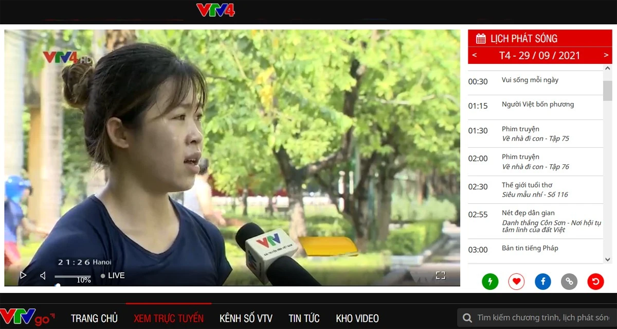 Các tập phim được trình chiếu trên Kênh truyền hình đối ngoại -VTV4, Đài Truyền hình Việt Nam.