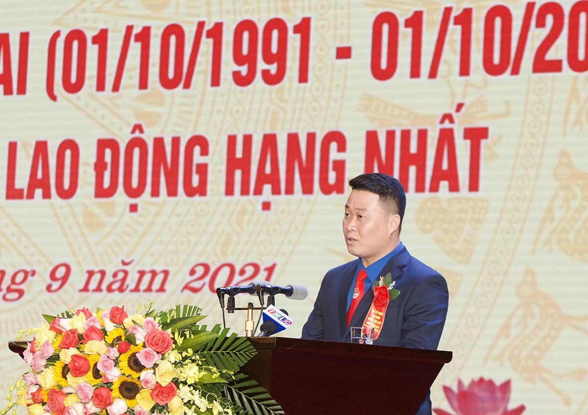 Bí thư Tỉnh đoàn Hà Đức Minh phát biểu tại Lễ kỷ niệm.