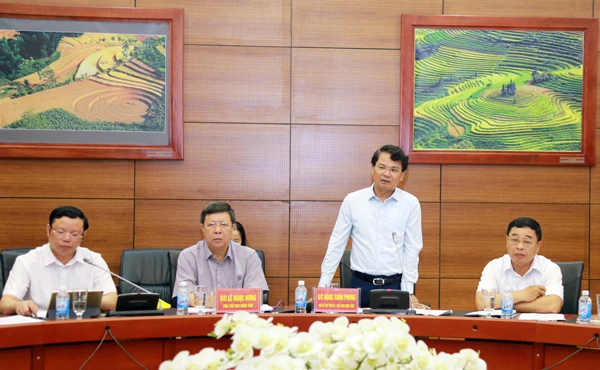 Chủ tịch UBND tỉnh Đặng Xuân Phong phát biểu tại buổi làm việc.