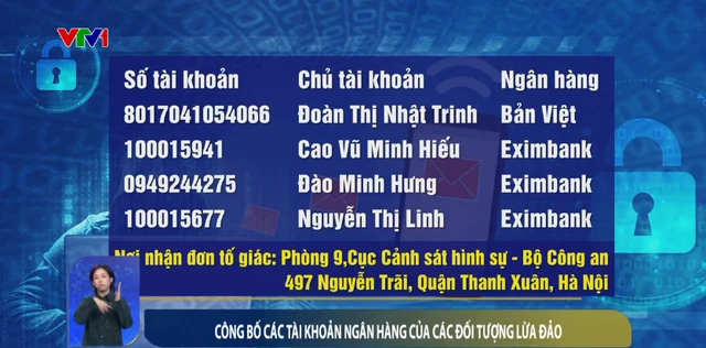 Công bố 18 tài khoản ngân hàng của các đối tượng lừa đảo - Ảnh 1. Công bố 18 tài khoản ngân hàng của các đối tượng lừa đảo - Ảnh 1.