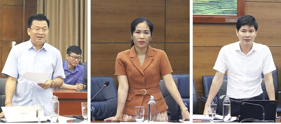 Đại diện các sở, ngành trả lời câu hỏi của phóng viên nêu ra.