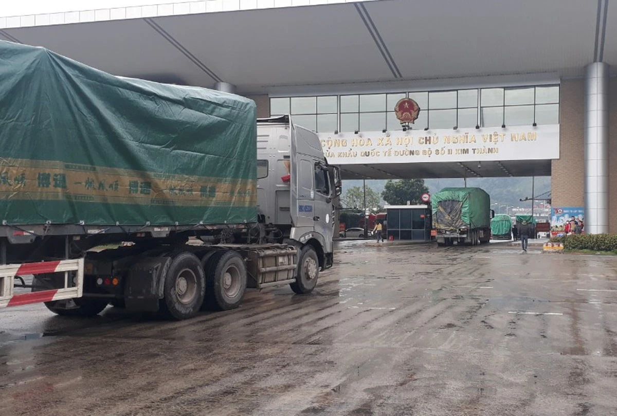 Thời gian này mặt hàng xuất khẩu chủ yếu qua Cửa khẩu Quốc tế đường bộ số II Kim Thành là ván bóc, sắn khô.