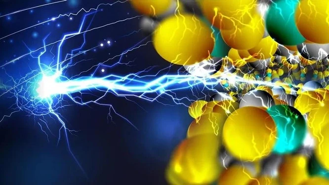 Vật liệu mới có thể chế tạo như nhựa, nhưng lại có tính dẫn điện như kim loại ảnh 1 Mô phỏng mạng tinh thể. Ảnh minh họa bởi Frank Wegloski/ ScieTech Daily.