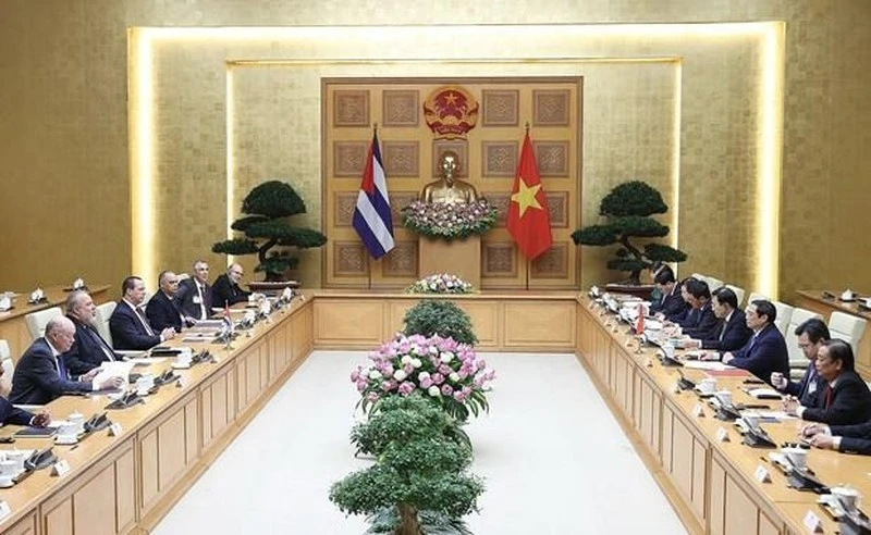 Thủ tướng Phạm Minh Chính hội đàm với Thủ tướng Cuba Manuel Marrero Cruz.