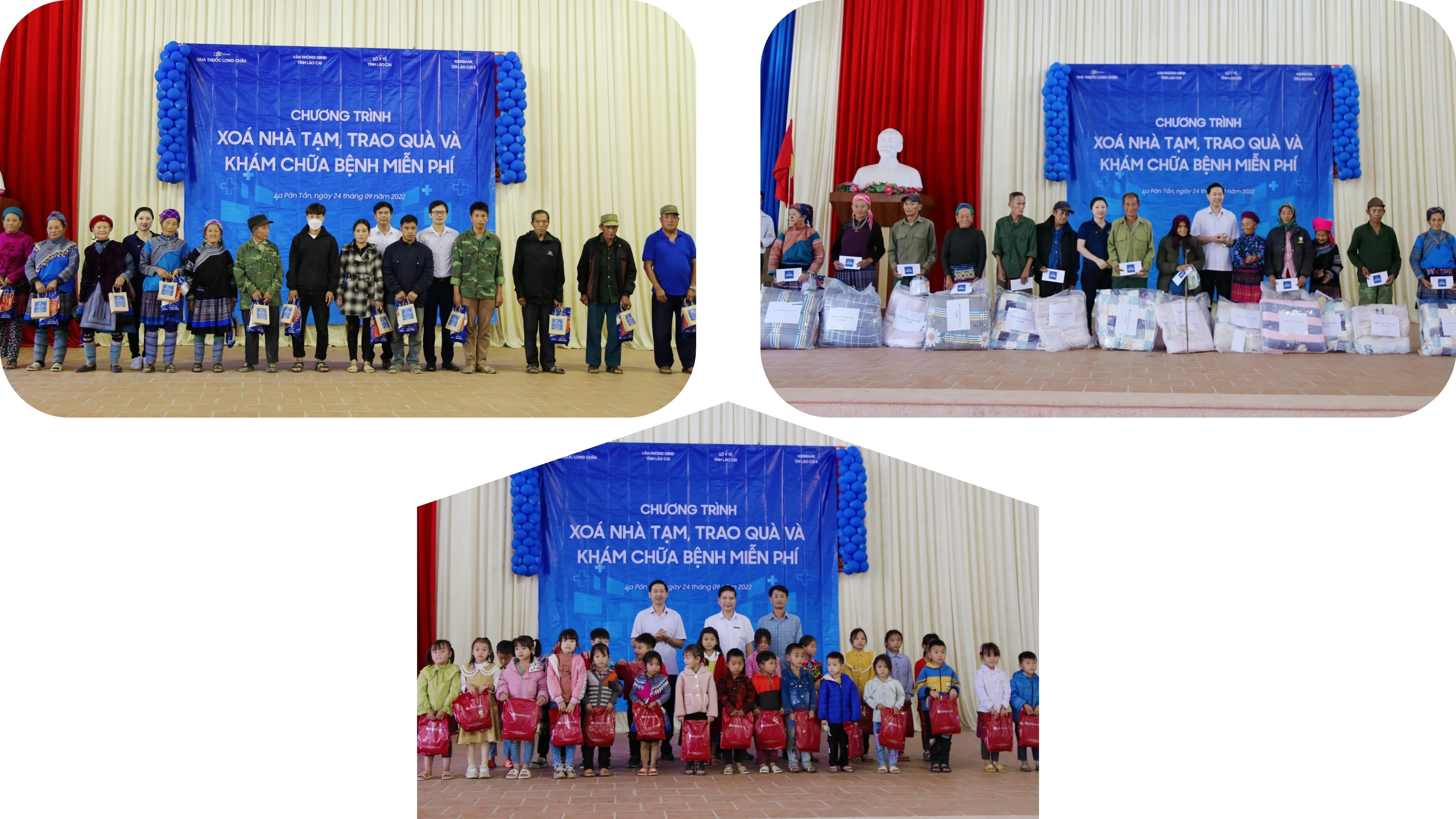 Tặng quà cho người cao tuổi, học sinh và hộ khó khăn của xã La Pán Tẩn.