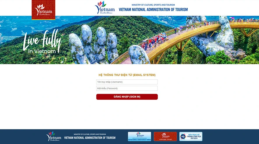 Giao diện email xúc tiến quảng bá du lịch Việt Nam.