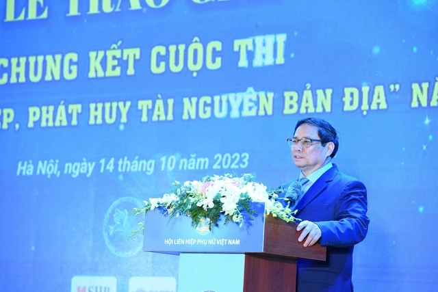 Thủ tướng: Cuộc thi Phụ nữ khởi nghiệp là diễn đàn lớn, sâu rộng, khơi dậy tiềm năng, nhiệt huyết, trí tuệ, tinh thần dám nghĩ, dám làm của phụ nữ Việt Nam trong hành trình khởi nghiệp - Ảnh: VGP/Nhật Bắc