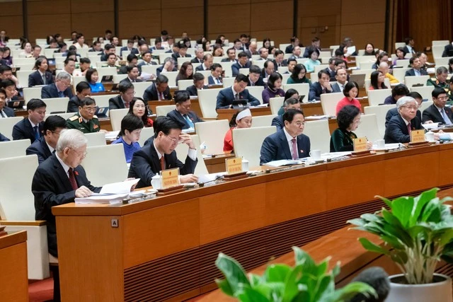 Lãnh đạo Đảng, Nhà nước và đại biểu tham dự phiên khai mạc kỳ họp thứ 5 Quốc hội khóa XV.