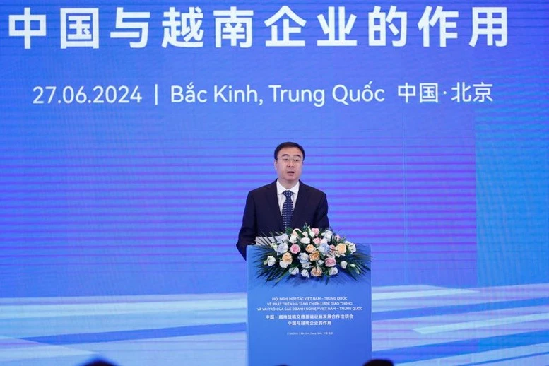 Thứ trưởng Bộ GTVT Trung Quốc Vương Cương phát biểu tại hội nghị - Ảnh: VGP/Nhật Bắc