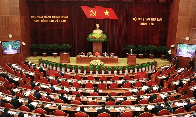 Toàn cảnh phiên khai mạc Hội nghị Trung ương 8, khóa XIII. Ảnh: TTXVN