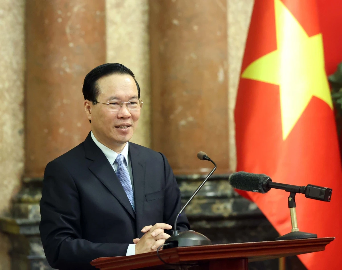 Chủ tịch nước Võ Văn Thưởng phát biểu tại buổi gặp mặt.