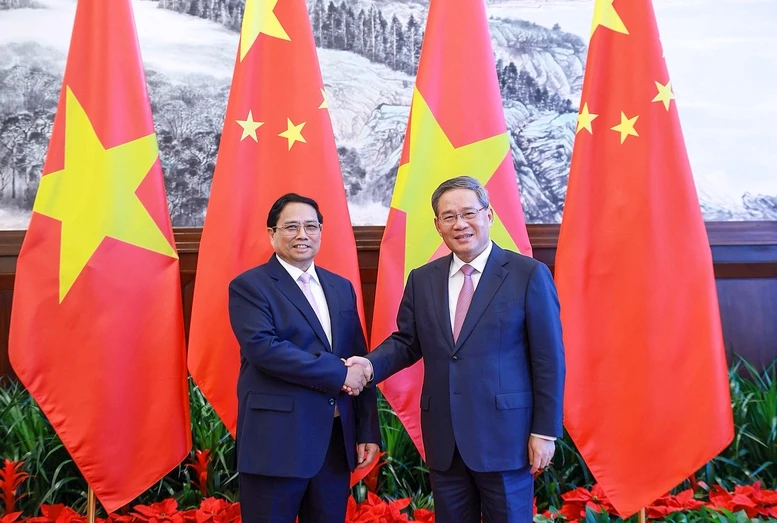 Chiều 24/6/2024 tại thành phố Đại Liên, tỉnh Liêu Ninh, Trung Quốc, Thủ tướng Phạm Minh Chính có cuộc hội đàm với Thủ tướng Trung Quốc Lý Cường - Ảnh: VGP/Nhật Bắc