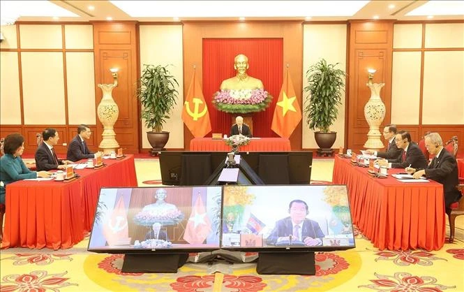 Tổng Bí thư Nguyễn Phú Trọng điện đàm với Chủ tịch Đảng Nhân dân Campuchia, Thủ tướng Chính phủ Vương quốc Campuchia Hun Sen.