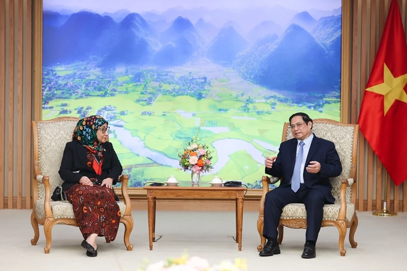 Thủ tướng Phạm Minh Chính tiếp bà Datin Paduka Malai Hajah Halimah Malai Haji Yussof, tân Đại sứ Brunei tại Việt Nam.