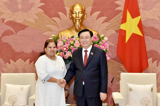 Chủ tịch Quốc hội Vương Đình Huệ tiếp Tổng Thư ký Hội Liên hiệp Phụ nữ Cuba Teresa Amarelle Boúe.