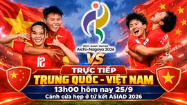 TRỰC TIẾP Trung Quốc - Việt Nam (13h00 hôm nay 25/9): Cánh cửa hẹp ở tứ kết ASIAD 2026