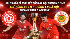Lịch thi đấu và trực tiếp bóng đá Việt Nam ngày 10/9: Thể Công Viettel - Công an Hà Nội mở màn vòng 2 V-League