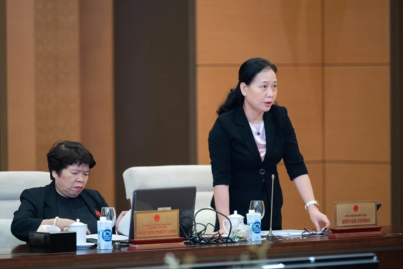 Phó Tổng thư ký Quốc hội Nguyễn Thị Thúy Ngần phát biểu tại phiên họp.