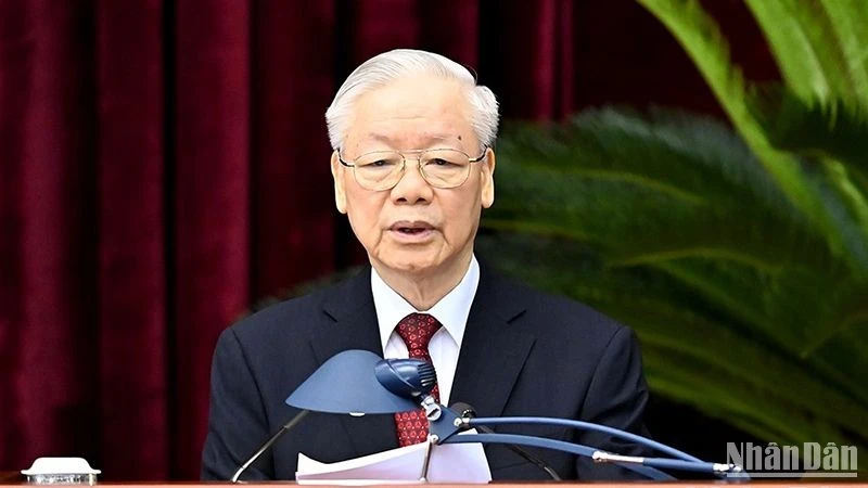 Tổng Bí thư Nguyễn Phú Trọng phát biểu khai mạc hội nghị.
