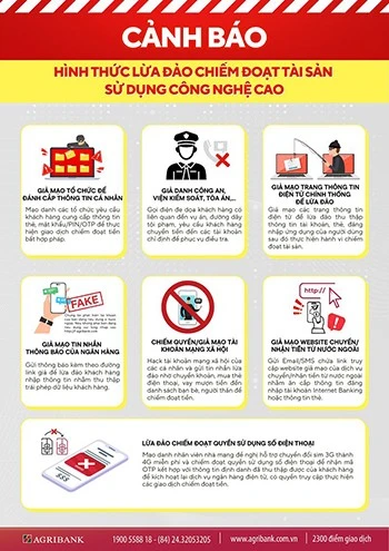 Ngân hàng Agribank khuyến cáo khách hàng các hình thức lừa đảo qua mạng.