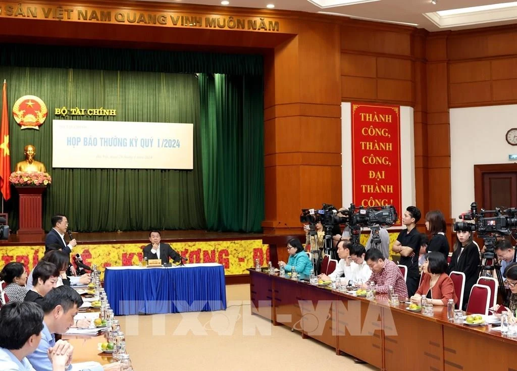 Quang cảnh buổi họp báo Quý I năm 2024 của Bộ Tài chính.