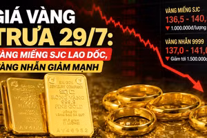 Giá vàng trưa 29/7: Vàng miếng SJC lao dốc, vàng nhẫn giảm mạnh