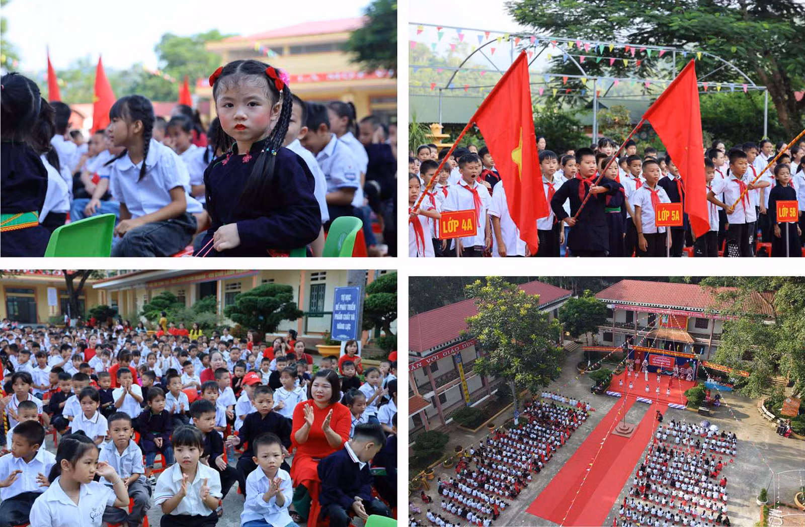 Học sinh các trường trên địa bàn xã Khánh Yên Thượng trong ngày khai giảng.