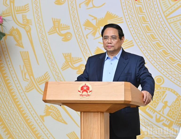 Thủ tướng Phạm Minh Chính - Trưởng ban Chỉ đạo phát biểu ý kiến tại phiên họp.