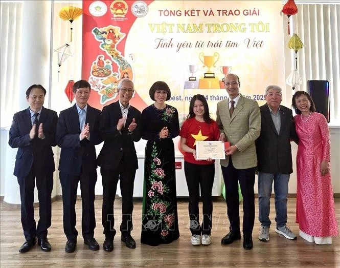 Đại sứ Bùi Lê Thái trao giải cho tác giả.
