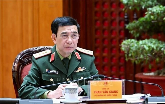 Đại tướng Phan Văn Giang, Bộ trưởng Quốc phòng dự buổi làm việc.