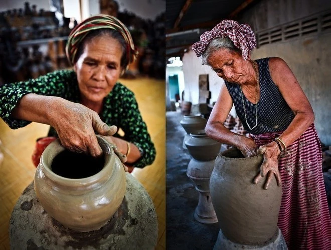 Sản phẩm gốm Bàu Trúc của các nghệ nhân người Chăm tại Bình Thuận.