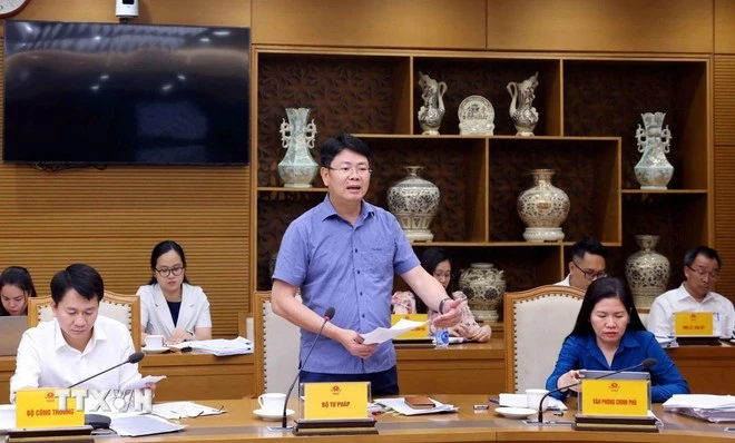 Thứ trưởng Bộ Tư pháp Nguyễn Thanh Tịnh phát biểu. (Ảnh: Phạm Kiên/TTXVN)
