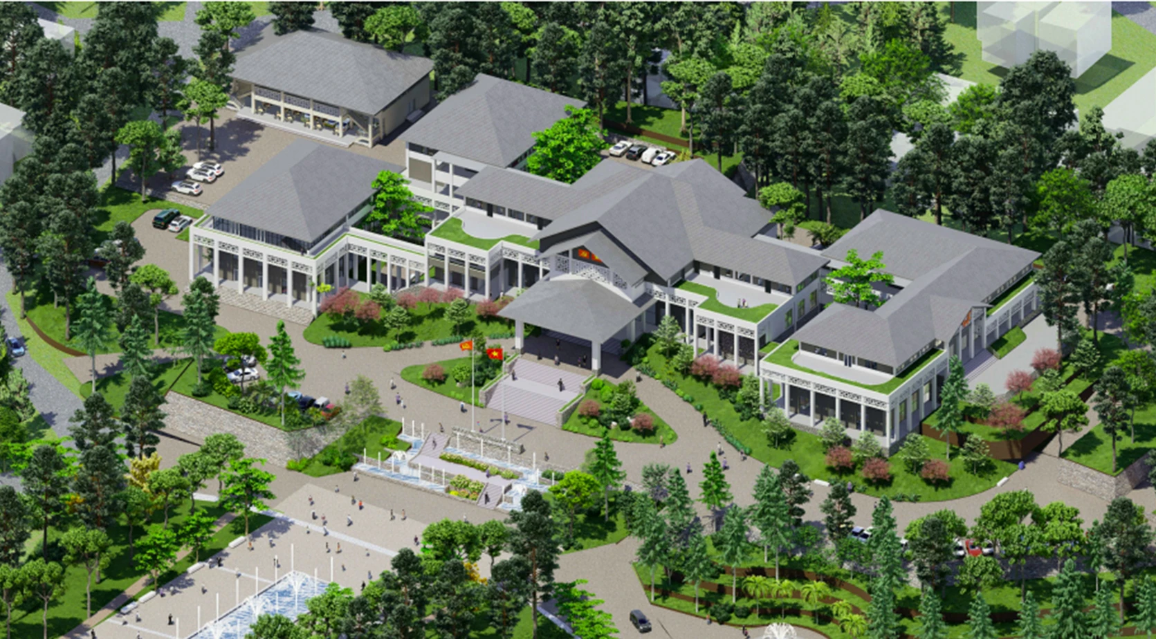 Phối cảnh 3D sau khi Trụ sở hành chính huyện Bắc Hà hoàn thành.