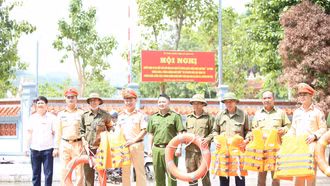 Diễn tập phòng cháy chữa cháy, phòng chống đuối nước tại xã Bảo Hà