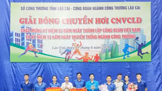 Công đoàn cơ sở Công ty TNHH MTV Xổ số kiến thiết Lào Cai giành giải Nhất Giải bóng chuyền hơi ngành công thương lần thứ V