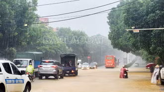 Mưa lớn kéo dài, khiến nhiều khu vực ở phía Nam thành phố Lào Cai ngập úng