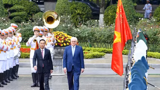 Chủ tịch nước Võ Văn Thưởng chủ trì lễ đón Tổng thống Đức và phu nhân thăm cấp Nhà nước đến Việt Nam